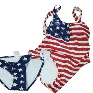 Xhilaration Red and Blue Star One Piece Swimsuit